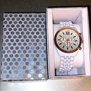 All white watch with gold details